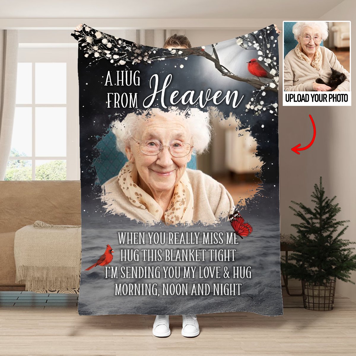 Family - A Hug From Heaven - Personalized Blanket - Makezbright Gifts