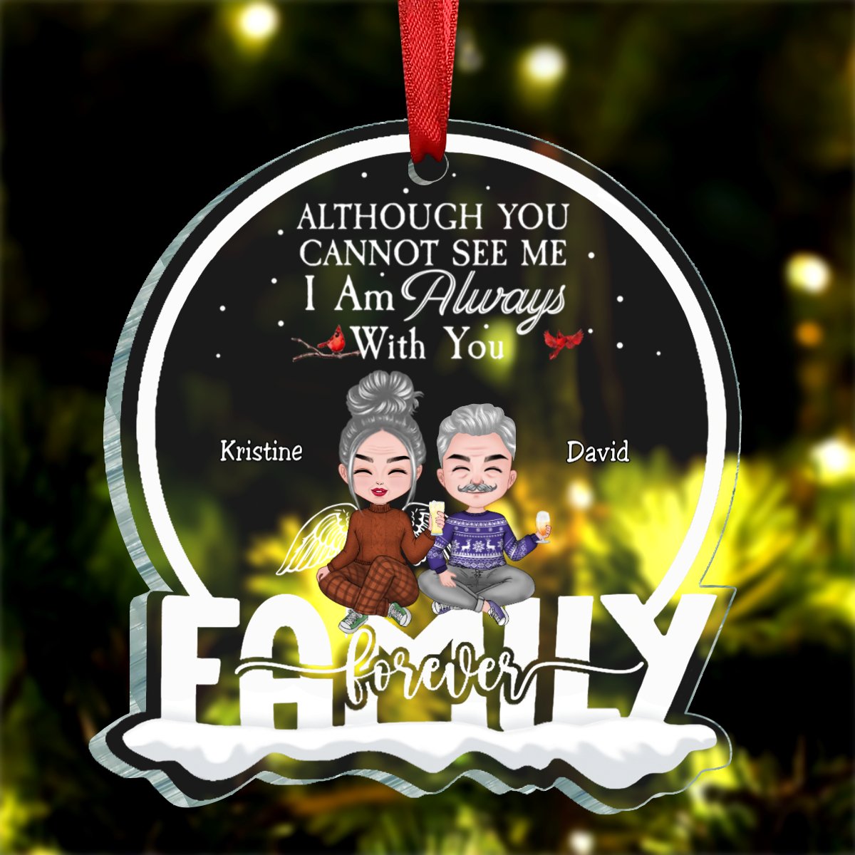 Family - Although You Can Not See Me I Am Always With You - Personalized Ornament (BU) - Makezbright Gifts