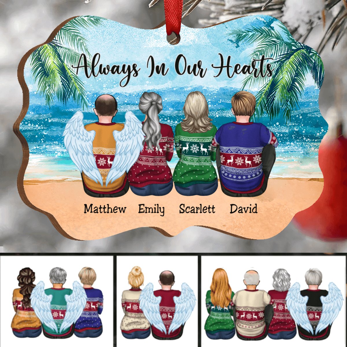 Family - Always In Our Hearts v2 - Personalized Acrylic Ornament - Makezbright Gifts