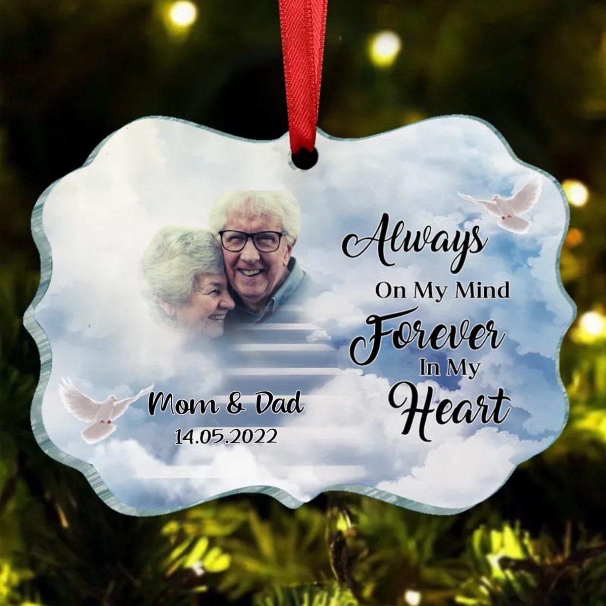 Family - Always On My Mind Forever In My Heart - Personalized Acrylic Ornament - Makezbright Gifts