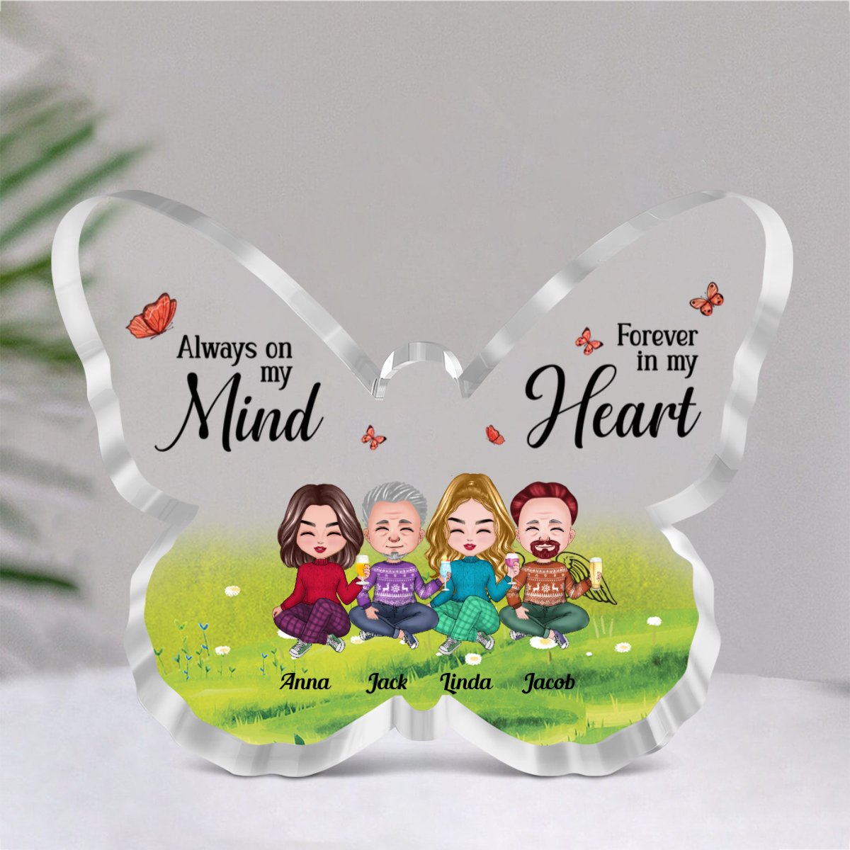 Family - Always On My Mind, Forever In My Heart - Personalized Butterfly Plaque (NM) - Makezbright Gifts