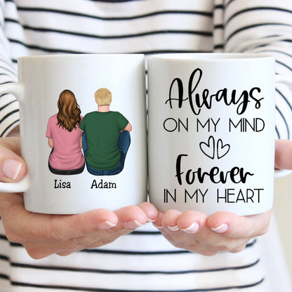 Family - Always On My Mind Forever In My Heart - Personalized Mug - Makezbright Gifts