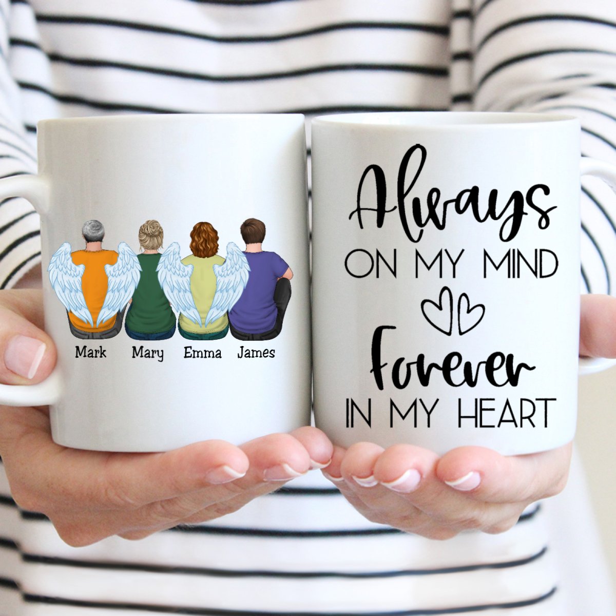 Family - Always On My Mind Forever In My Heart - Personalized Mug - Makezbright Gifts