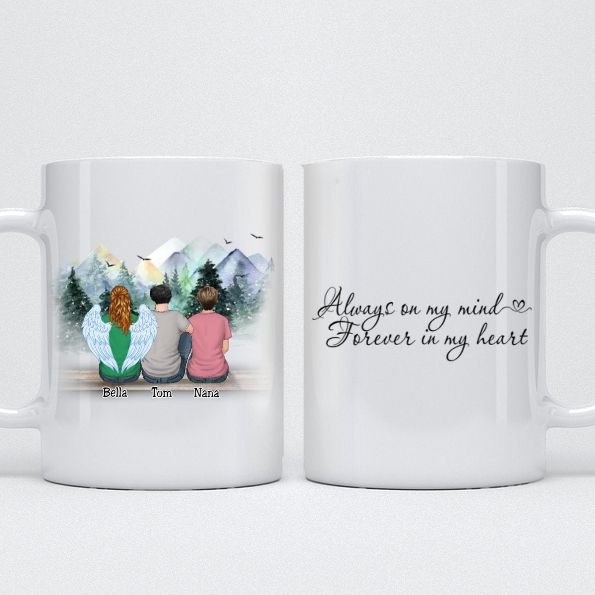 Family - Always On My Mind Forever In My Heart - Personalized Mug (Snow 2) - Makezbright Gifts