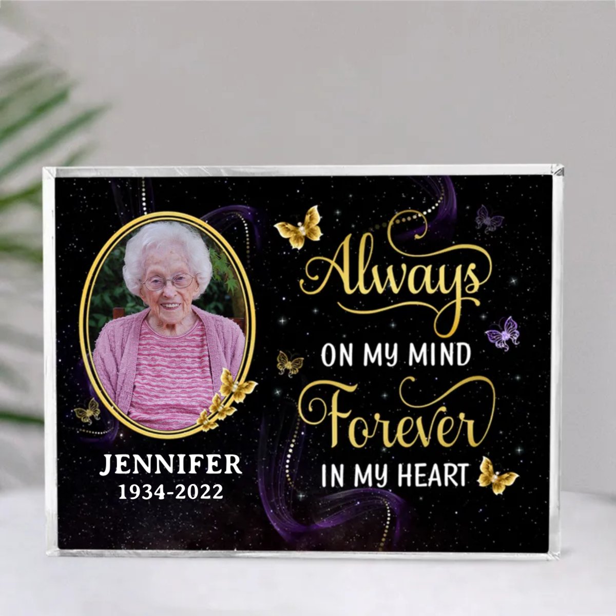 Family - Always On My Mind, Forever In My Heart - Personalized Rectangle Acrylic Plaque - Makezbright Gifts