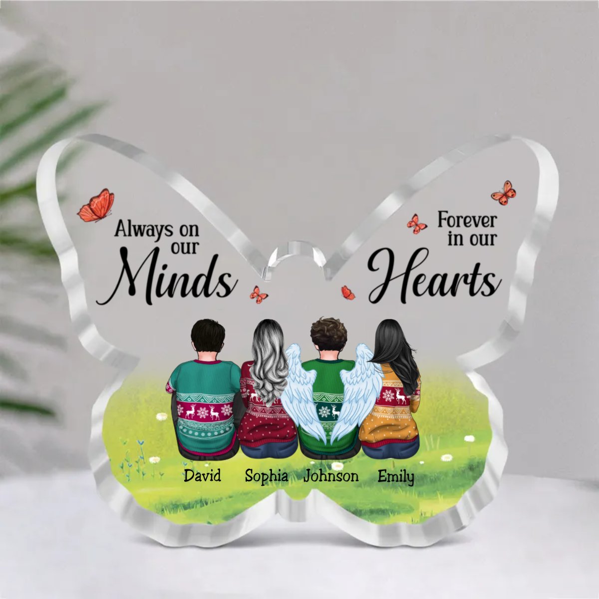 Family - Always On Our Minds, Forever In Our Hearts - Personalized Acrylic Plaque (Ver. 2) - Makezbright Gifts