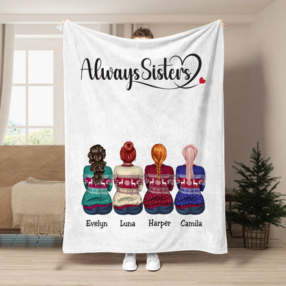 Family - Always Sisters - Personalized Blanket (NM) - Makezbright Gifts