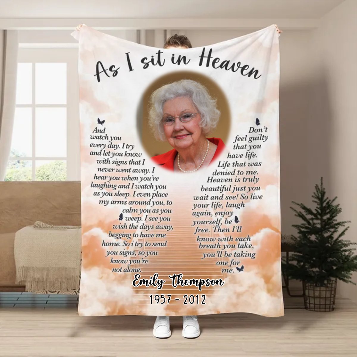 Family - As I Sit In Heaven - Personalized Blanket (LH) - Makezbright Gifts