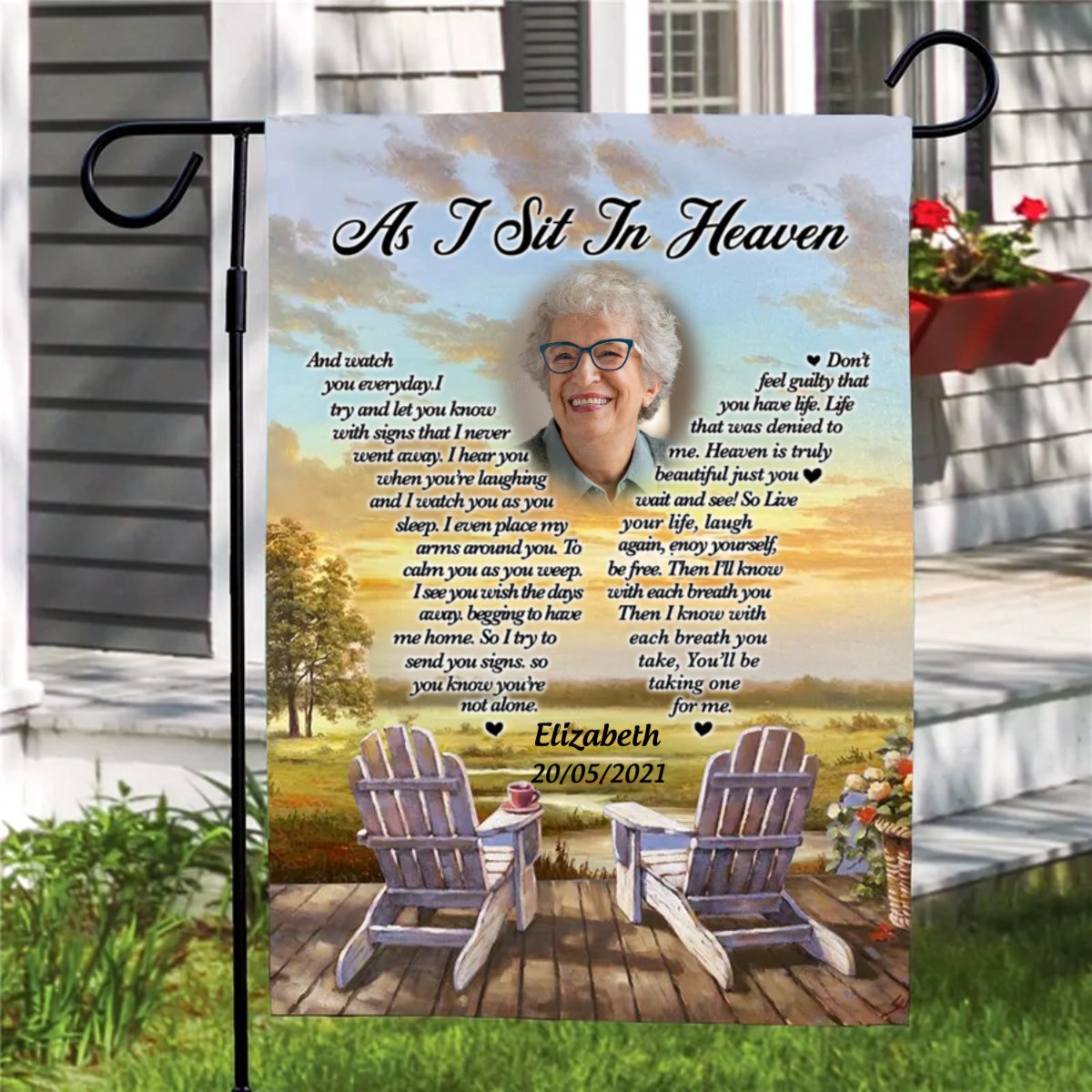 Family - As I Sit In Heaven - Personalized Flag - Makezbright Gifts