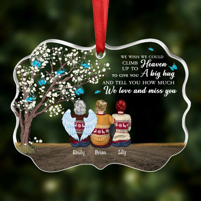 Family - Because Someone We Love Is In Heaven, There's A Little Bit Of Heaven In Our Home - Personalized Transparent Ornament - Makezbright Gifts