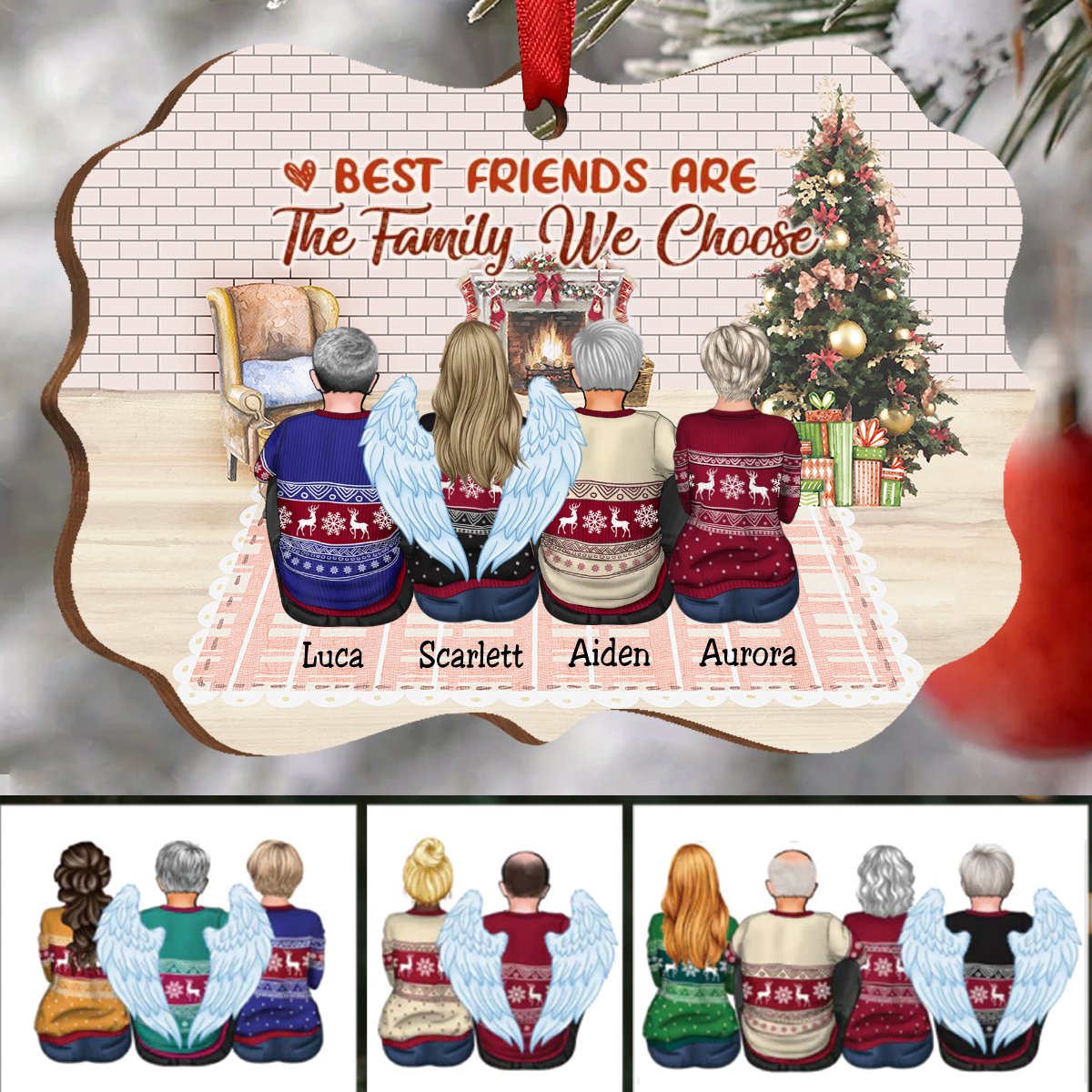 Family - Best Friends Are The Family We Choose - Personalized Christmas Ornament - Makezbright Gifts