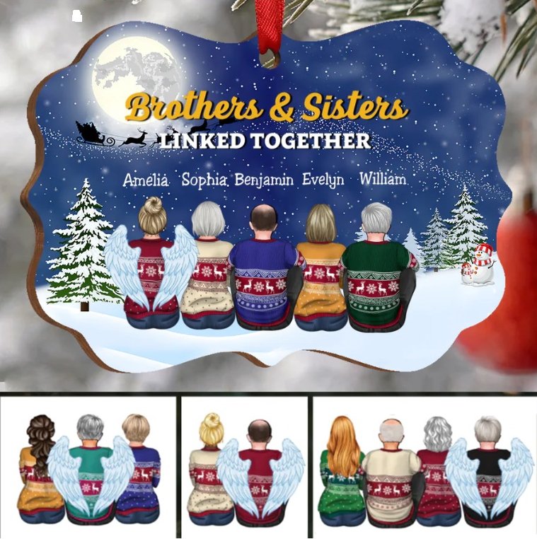 Family - Brothers And Sisters Linked Together - Personalized Christmas Ornament - Makezbright Gifts