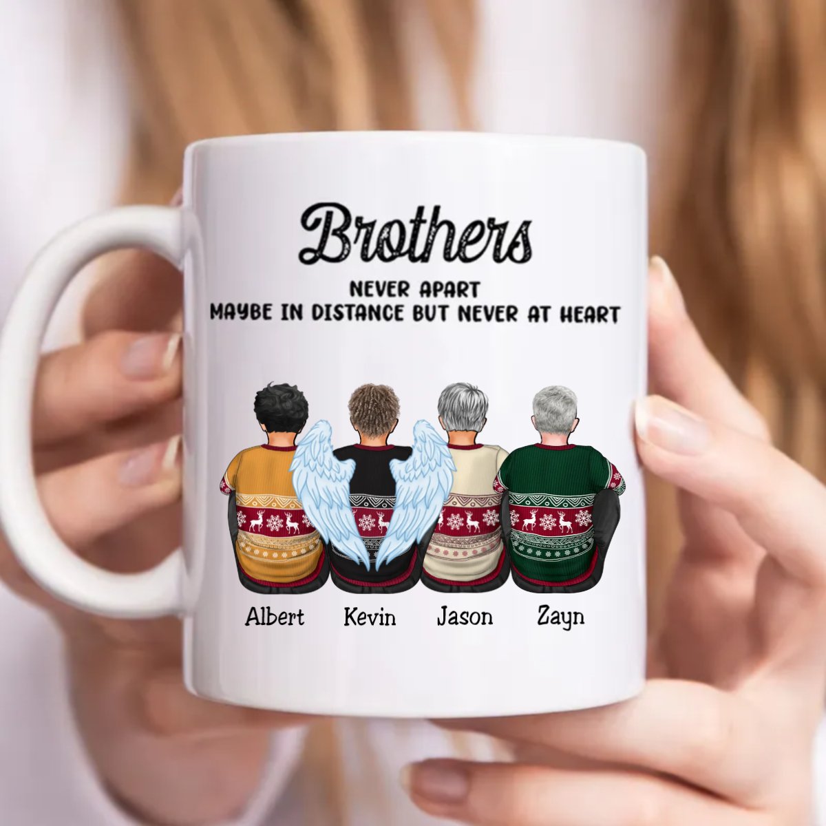 Family - Brothers Never Apart Maybe In Distance But Never At Heart - Personalized Mug (LL) - Makezbright Gifts