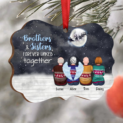 Family - Brothers & Sister Forever Linked Together - Personalized Christmas Ornament - Makezbright Gifts