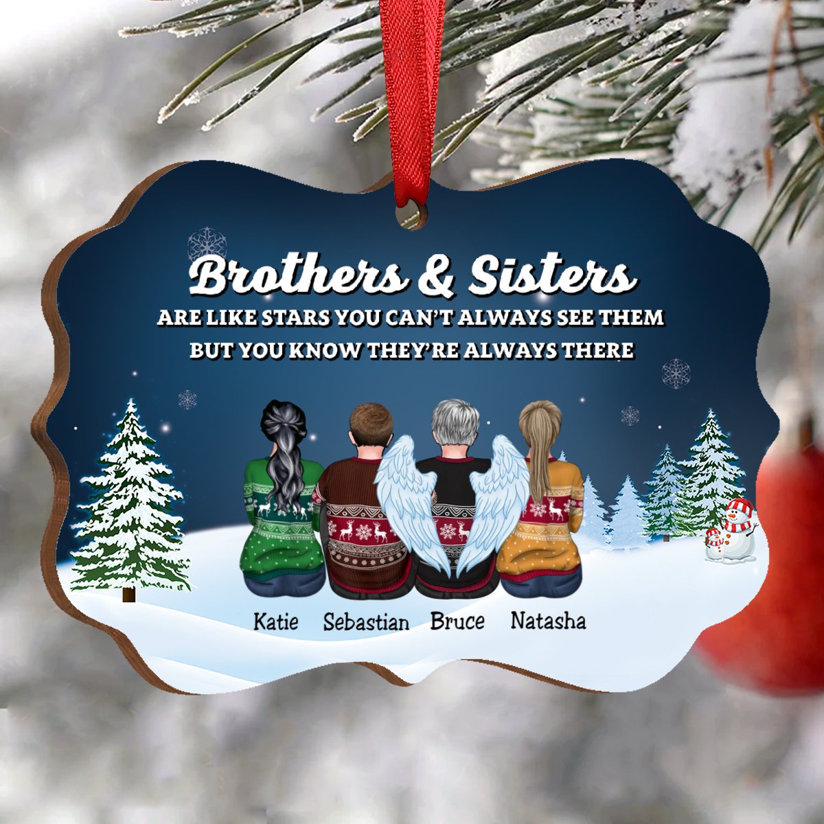 Family - Brothers & Sisters Are Like Stars You Can't Always See Them But You Know They're Always There - Personalized Christmas Ornament - Makezbright Gifts