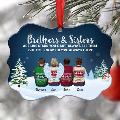 Family - Brothers & Sisters Are Like Stars You Can't Always See Them But You Know They're Always There - Personalized Christmas Ornament - Makezbright Gifts