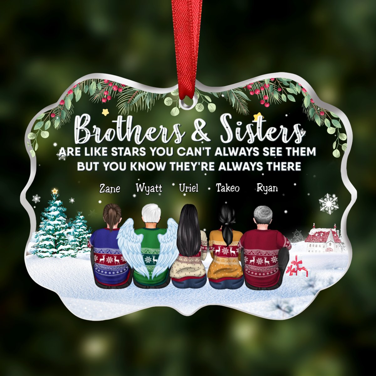 Family - Brothers & Sisters Are Like Stars, You Can't Always See Them, But You Know They're Always There - Personalized Transparent Ornament (SA) - Makezbright Gifts