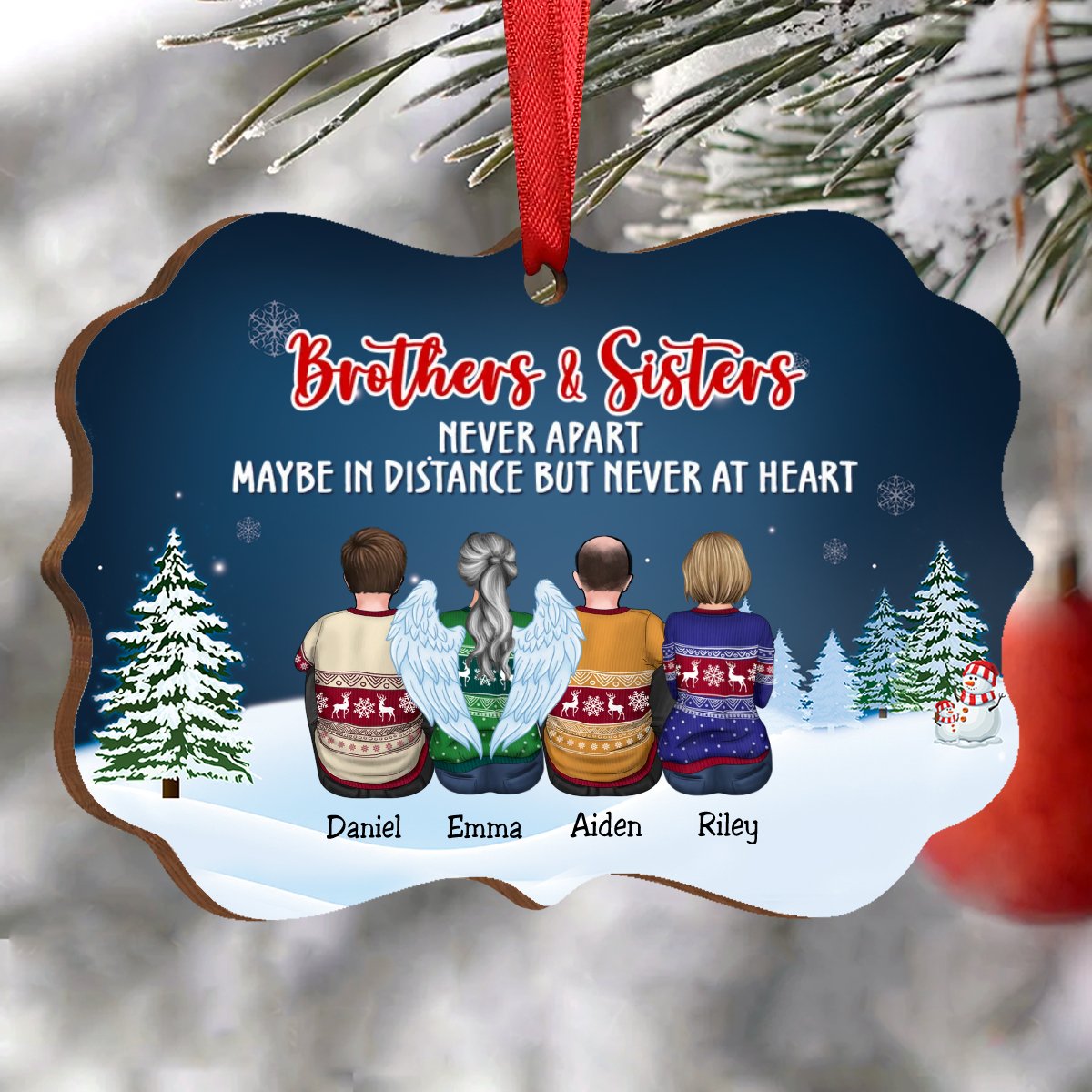 Family - Brothers & Sisters Never Apart Maybe In Distance But Never At Heart - Personalized Acrylic Ornament - Makezbright Gifts