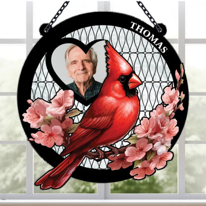 Family - Cardinal I'm By Your Side - Personalized Window Hanging Suncatcher Ornament - Makezbright Gifts