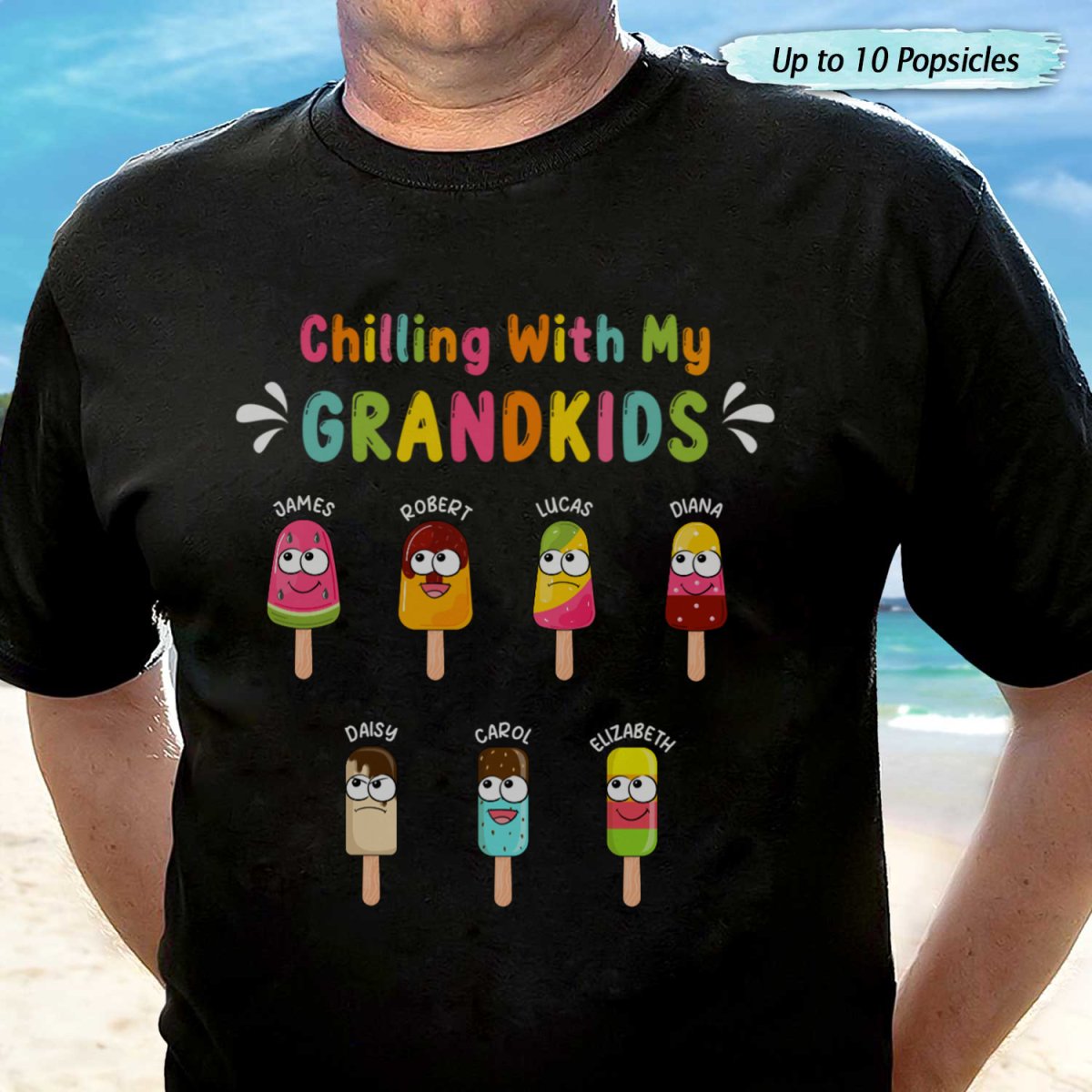 Family - Chilling With My Grandkids - Personalized Unisex T - shirt, Hoodie, Sweatshirt - Makezbright Gifts