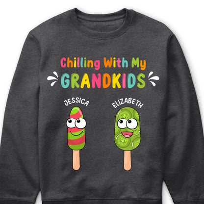 Family - Chilling With My Grandkids - Personalized Unisex T - shirt, Hoodie, Sweatshirt - Makezbright Gifts