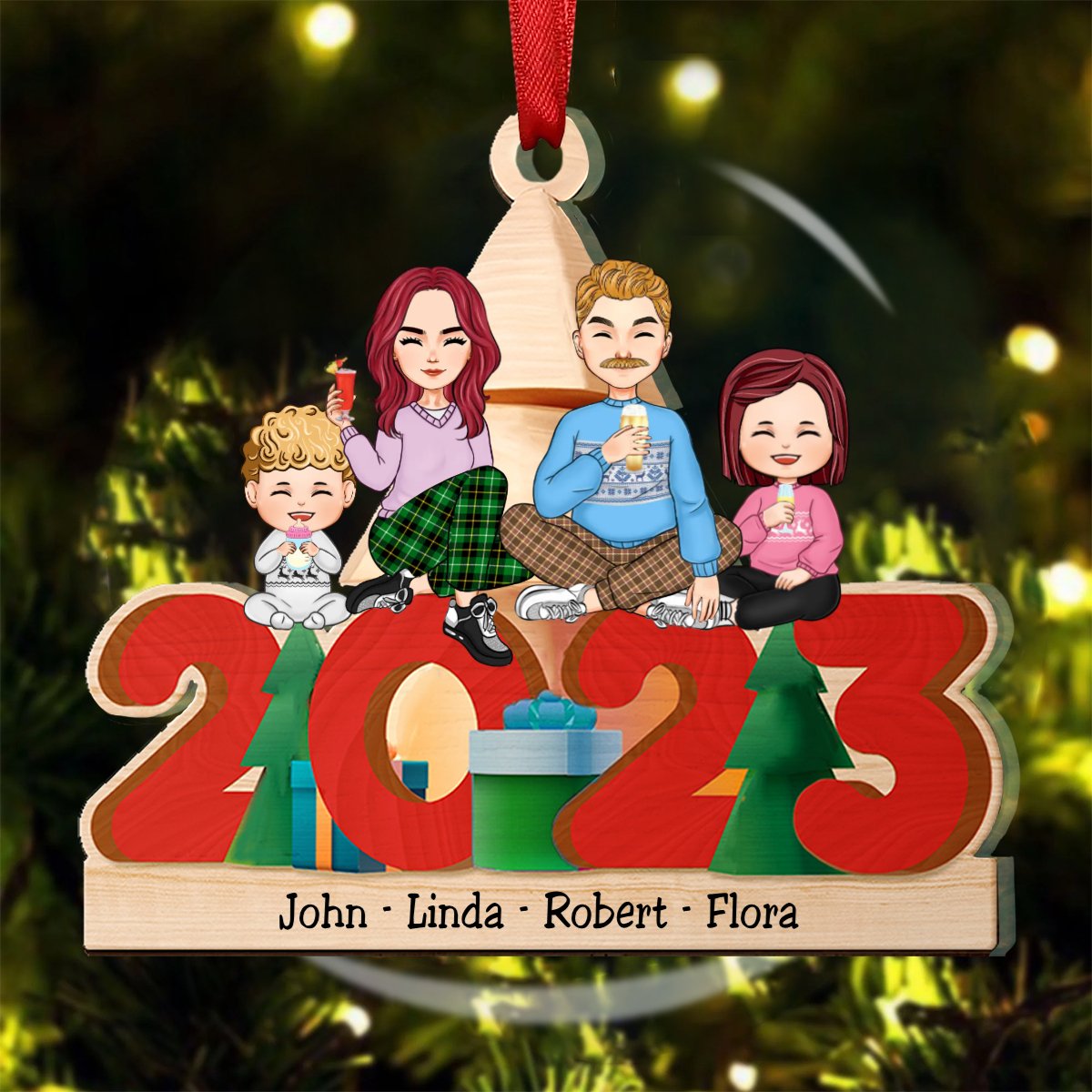 Family - Christmas 2023 - Personalized Ornament - Makezbright Gifts