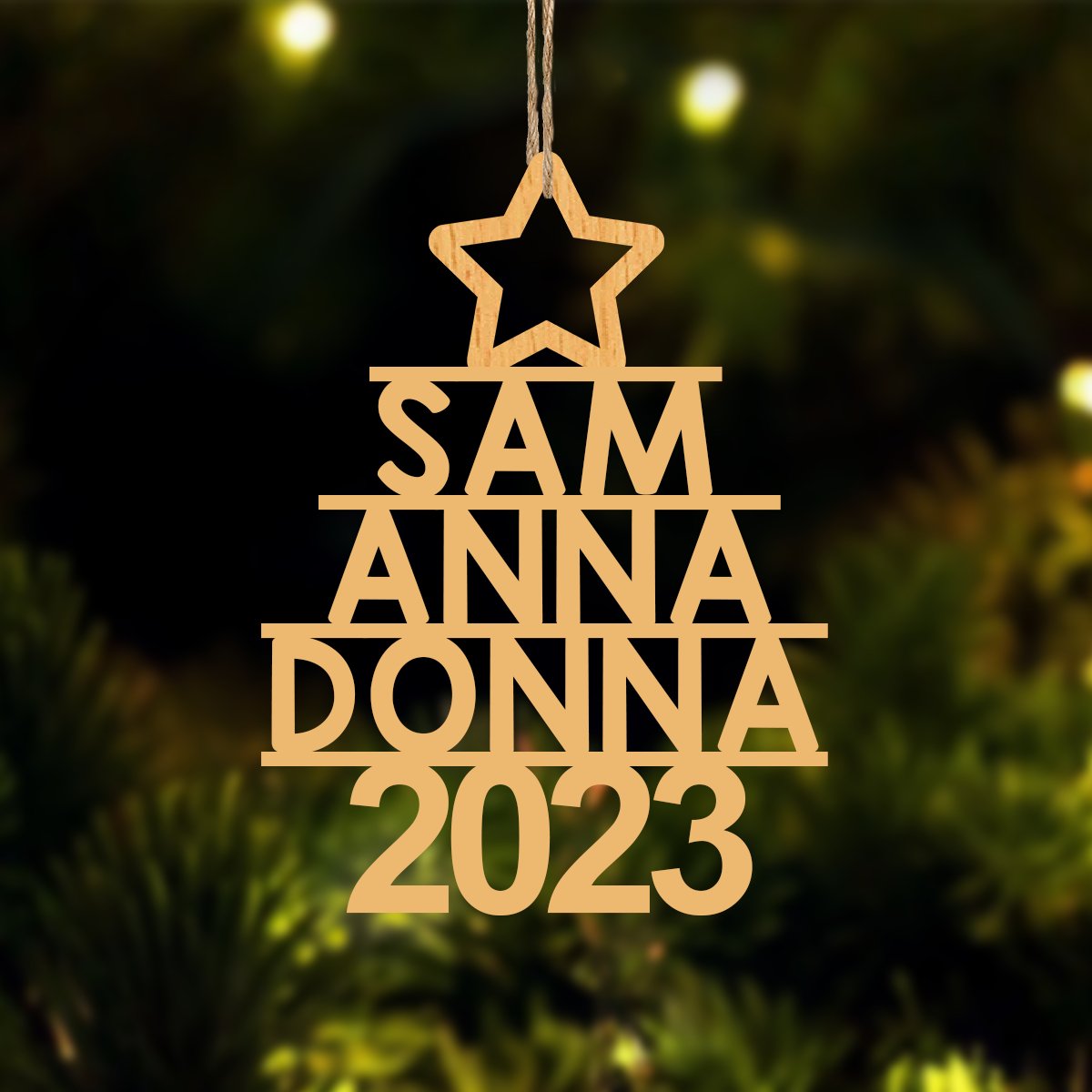 Family - Custom Family Name 2023 - Personalized Wooden Ornament - Makezbright Gifts