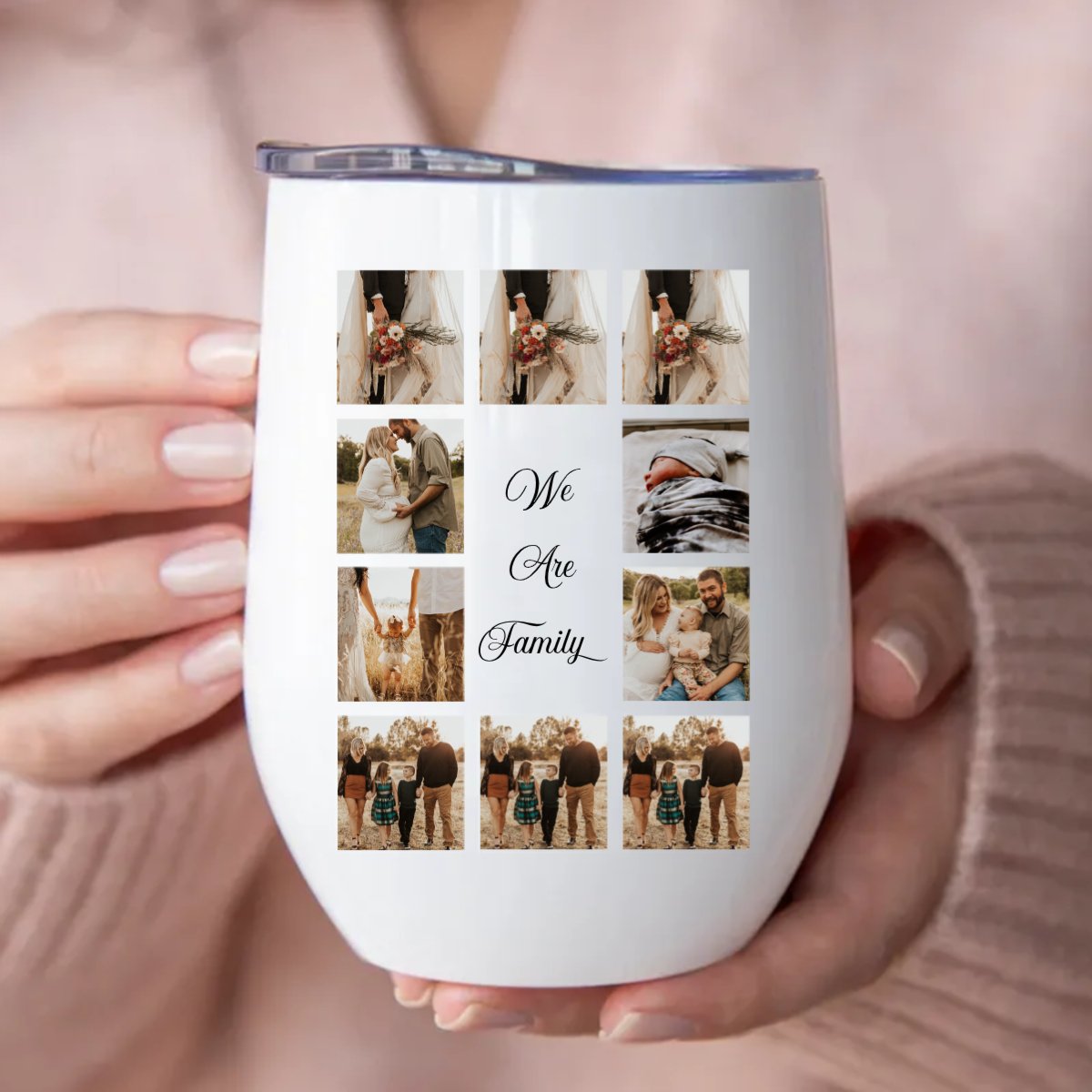 Family - Custom Image V2 - Personalized Wine Tumbler - Makezbright Gifts