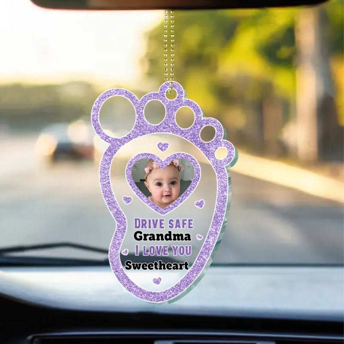 Family - Custom Photo Drive Safe Daddy Mommy - Personalized Acrylic Car Hanger - Makezbright Gifts