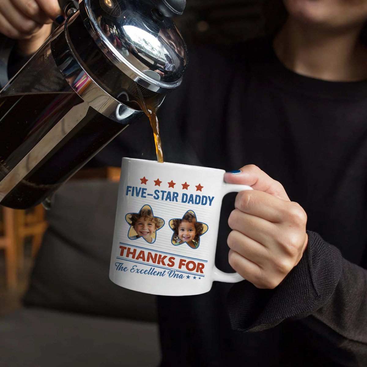 Family - Custom Photo Five - Star Dad Thanks For The Excellent DNA - Personalized Mug - Makezbright Gifts