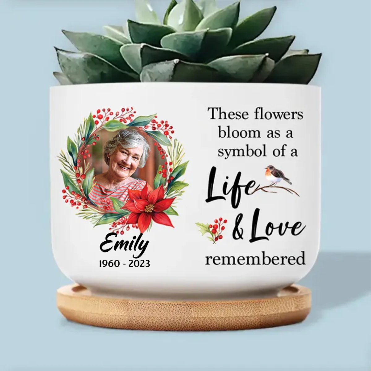 Family - Custom Photo These Flowers Bloom As a Symbol Of A Life - Personalized Ceramic Plant Pot - Makezbright Gifts