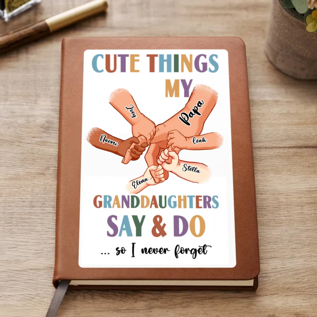 Family - Cute Things My Grandkids Say And Do Diary - Personalized Leather Journal - Makezbright Gifts