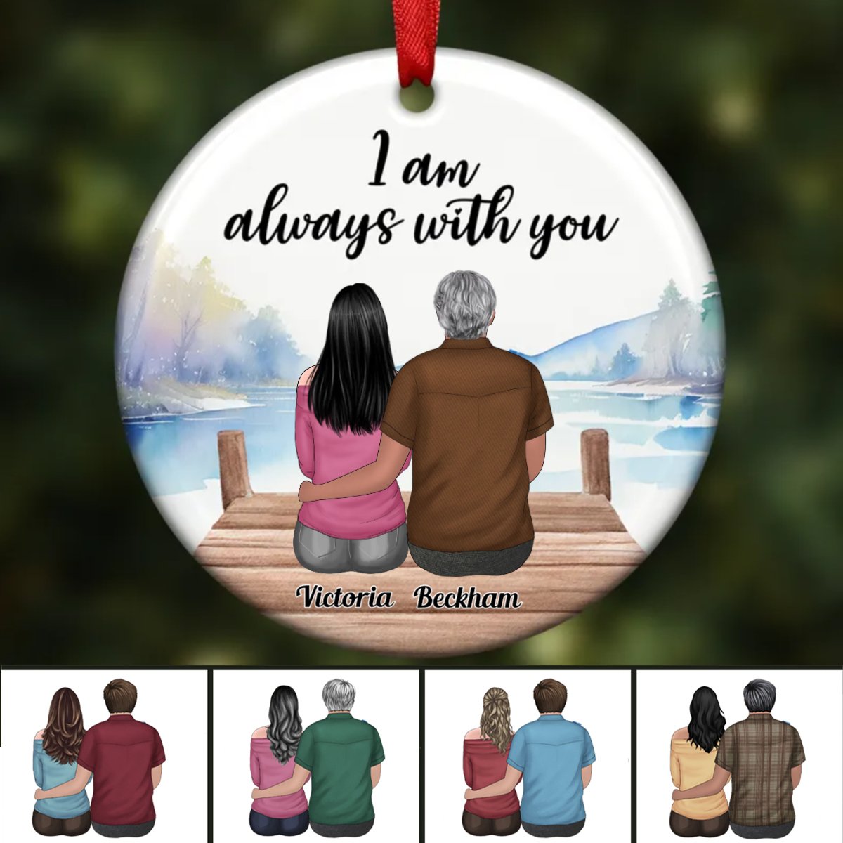 Family - Dad Always With Daughter - Personalized Circle Ornament - Makezbright Gifts