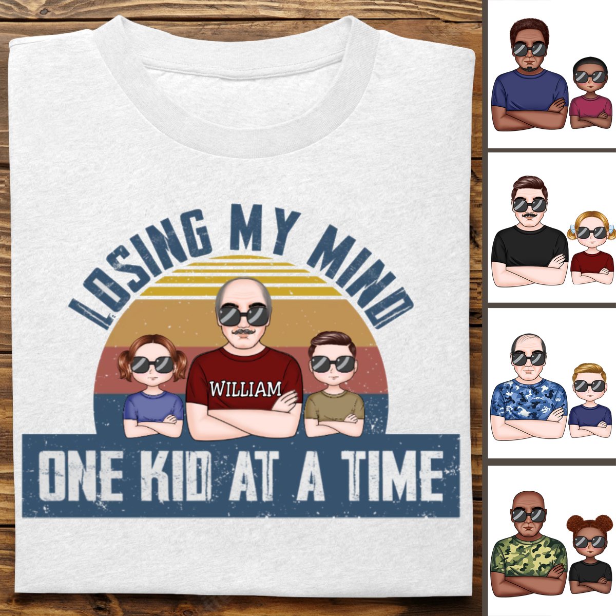 Family - Dad Losing My Mind One Kid At A Time - Personalized T - shirt - Makezbright Gifts