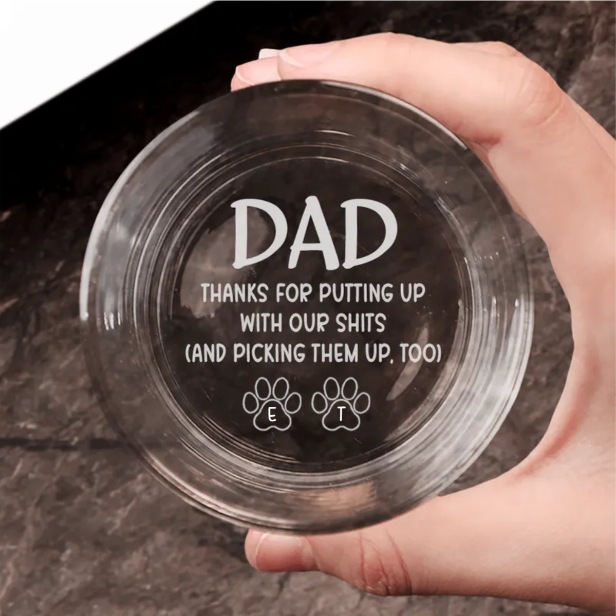 Family - Dad Thanks For Putting Up With My S*** - Personalized Engraved Whiskey Glass - Makezbright Gifts