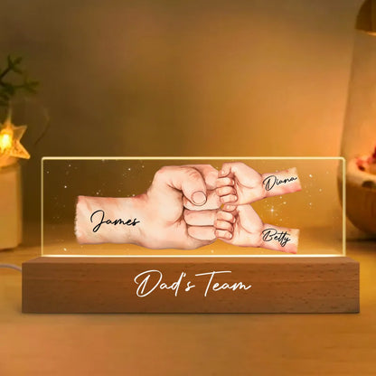 Family - Daddy's Team Fist Bump - Personalized Acrylic LED Lamp Night Light (HJ) - Makezbright Gifts