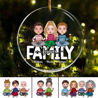 Family - Family Forever - Personalized Acrylic Circle Ornament - Makezbright Gifts