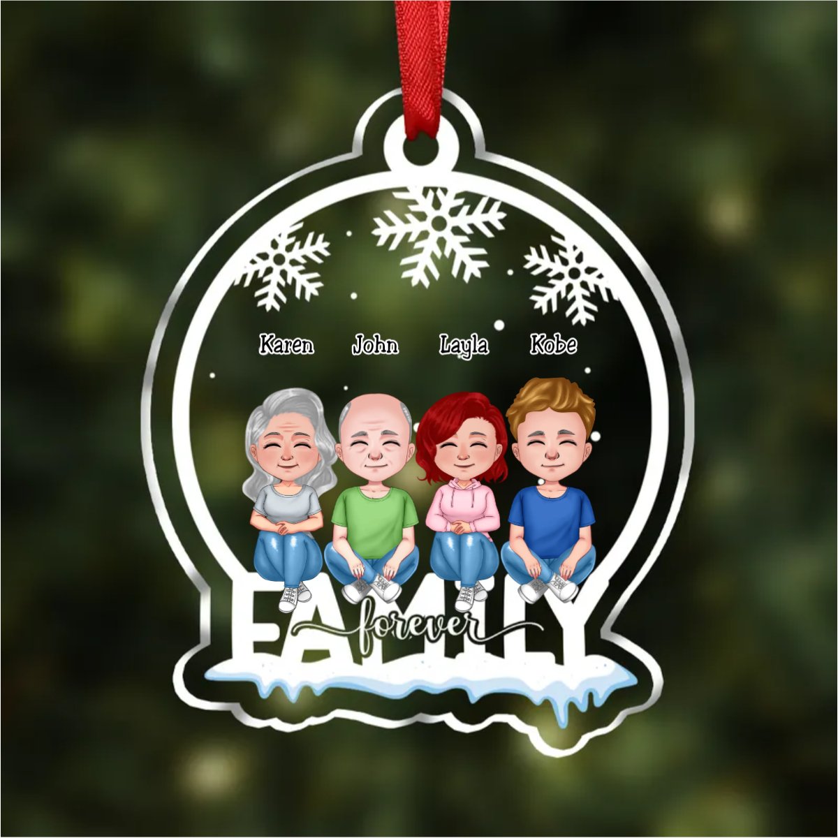 Family - Family Forever - Personalized Christmas Transparent Ornament - Makezbright Gifts