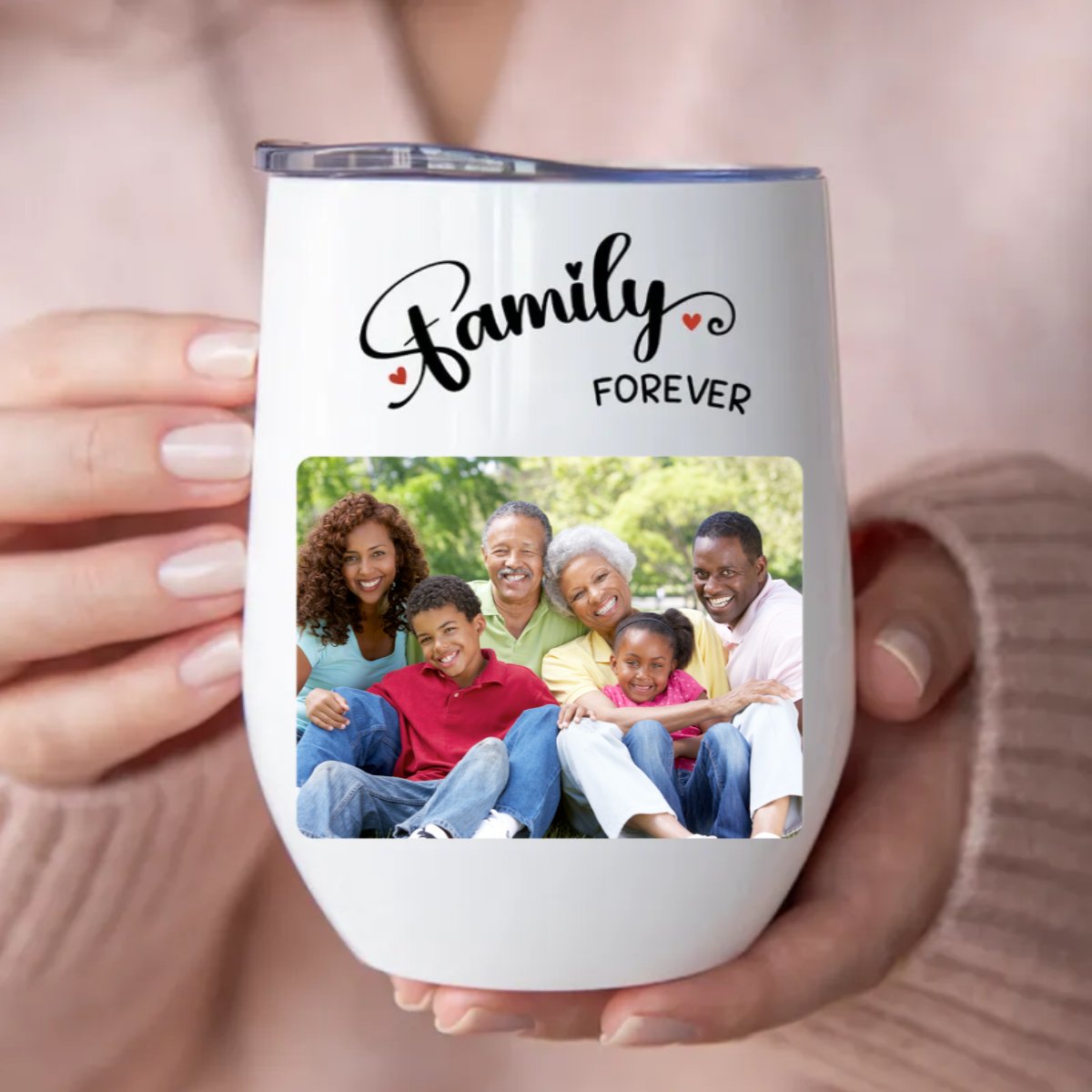 Family - Family Forever - Personalized Wine Tumbler (LH) - Makezbright Gifts