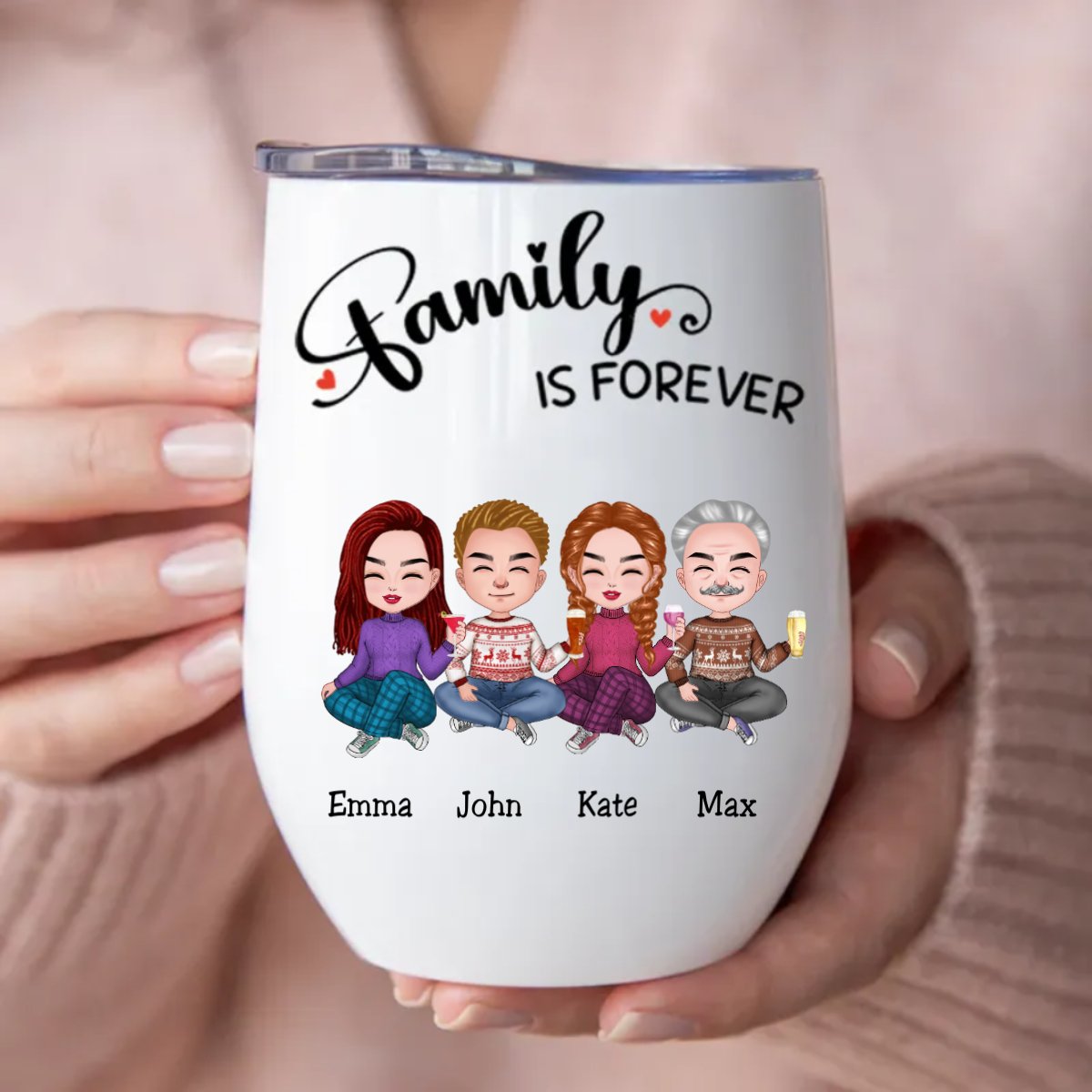 Family - Family Is Forever - Personalized Wine Tumbler - Makezbright Gifts