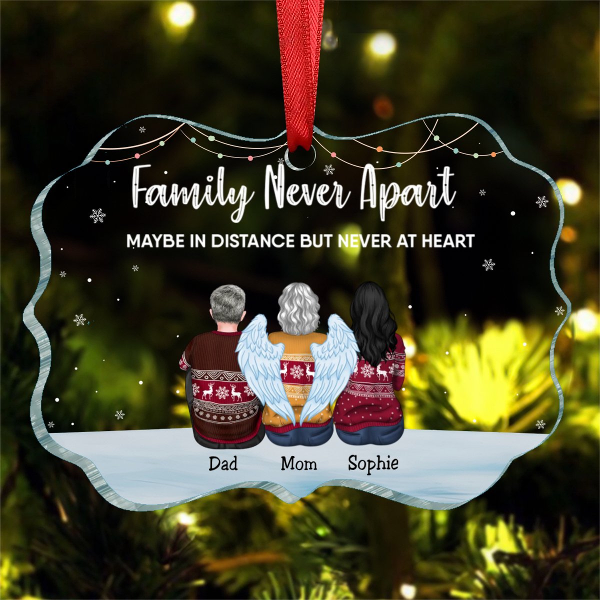 Family - Family Never Apart Maybe In Distance But Never At Heart - Personalized Ornament - Makezbright Gifts