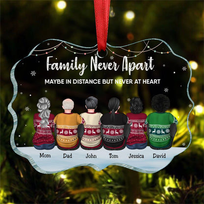 Family - Family Never Apart Maybe In Distance But Never At Heart - Personalized Ornament - Makezbright Gifts