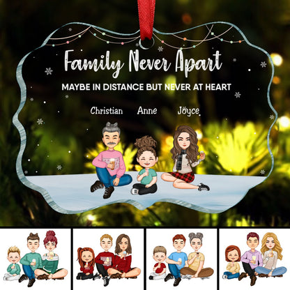 Family - Family Never Apart Maybe In Distance But Never At Heart - Personalized Ornament (LH) - Makezbright Gifts