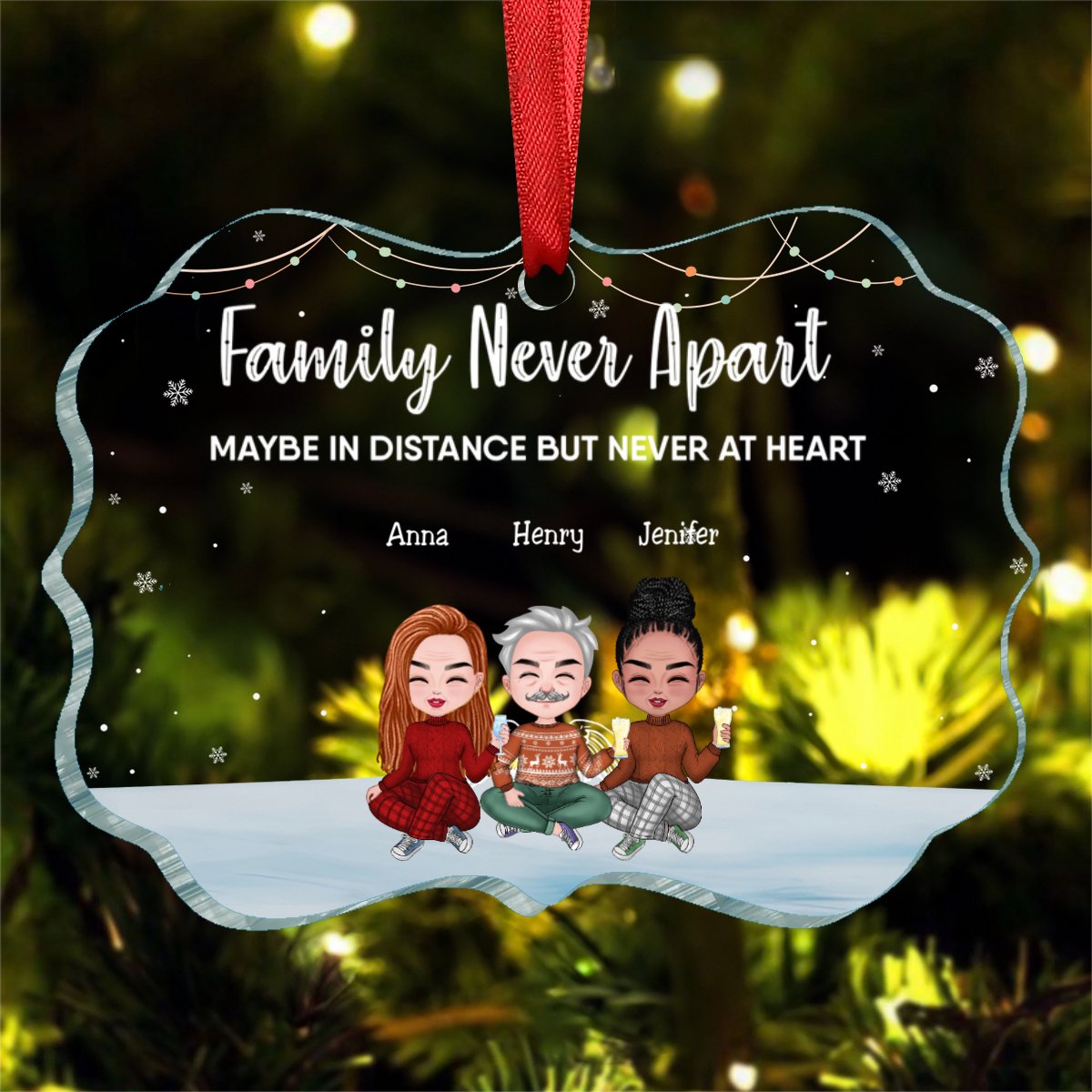 Family - Family Never Apart Maybe In Distance But Never At Heart Ver 1 - Personalized Ornament - Makezbright Gifts