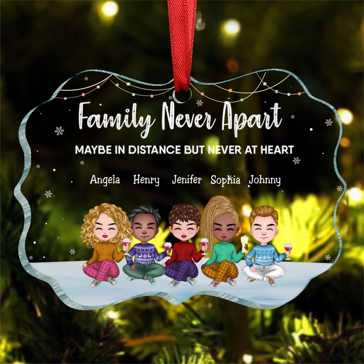 Family - Family Never Apart Maybe In Distance But Never At Heart Ver 1 - Personalized Ornament - Makezbright Gifts