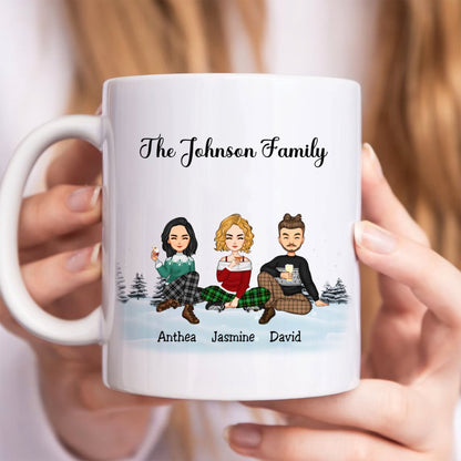 Family - Family Snow Background Ver 3 - Personalized Mug - Makezbright Gifts