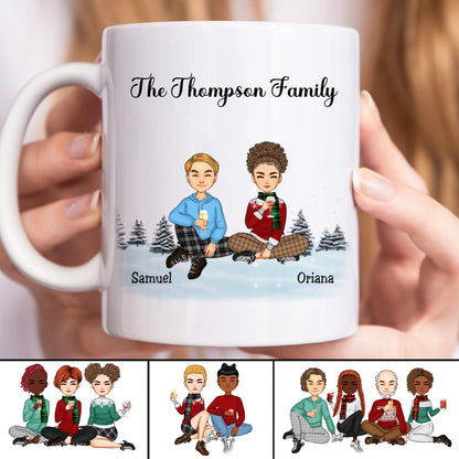 Family - Family Snow Background Ver 3 - Personalized Mug - Makezbright Gifts