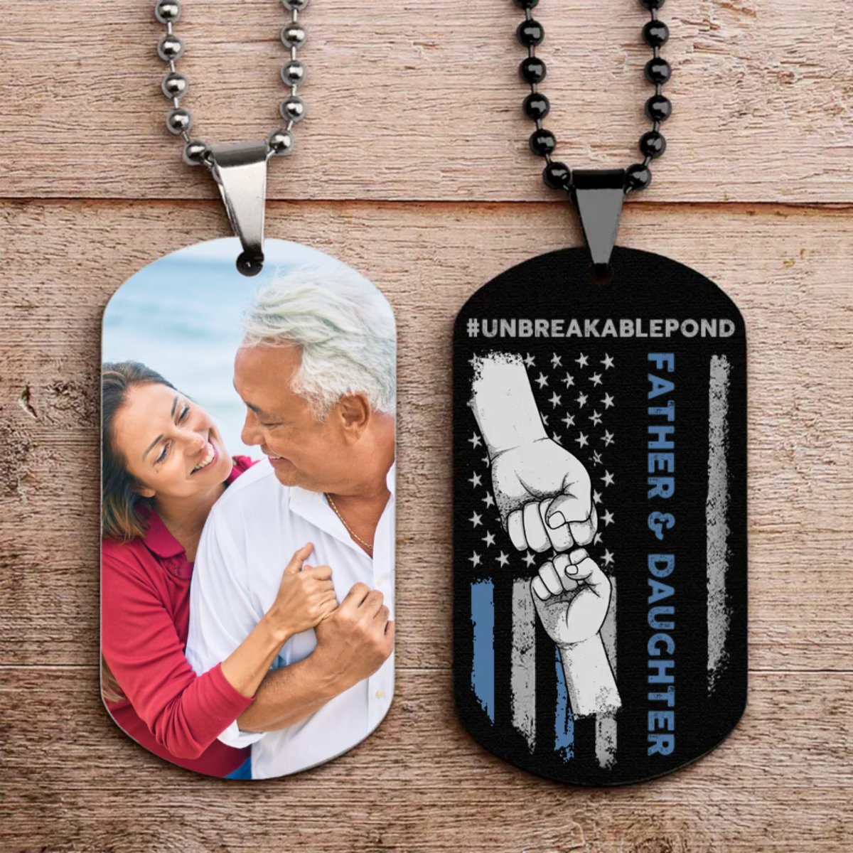 Family - Father And Daughter #Unbreakablebond - Personalized Photo Tag Necklace - Makezbright Gifts