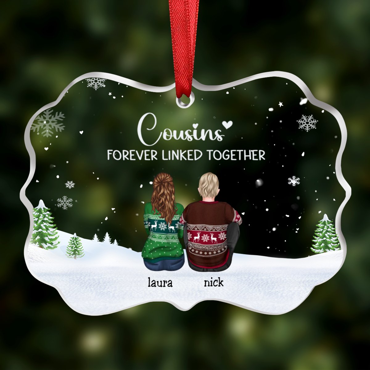 Family - ... Forever Linked Together - Personalized Transparent Ornament - Makezbright Gifts