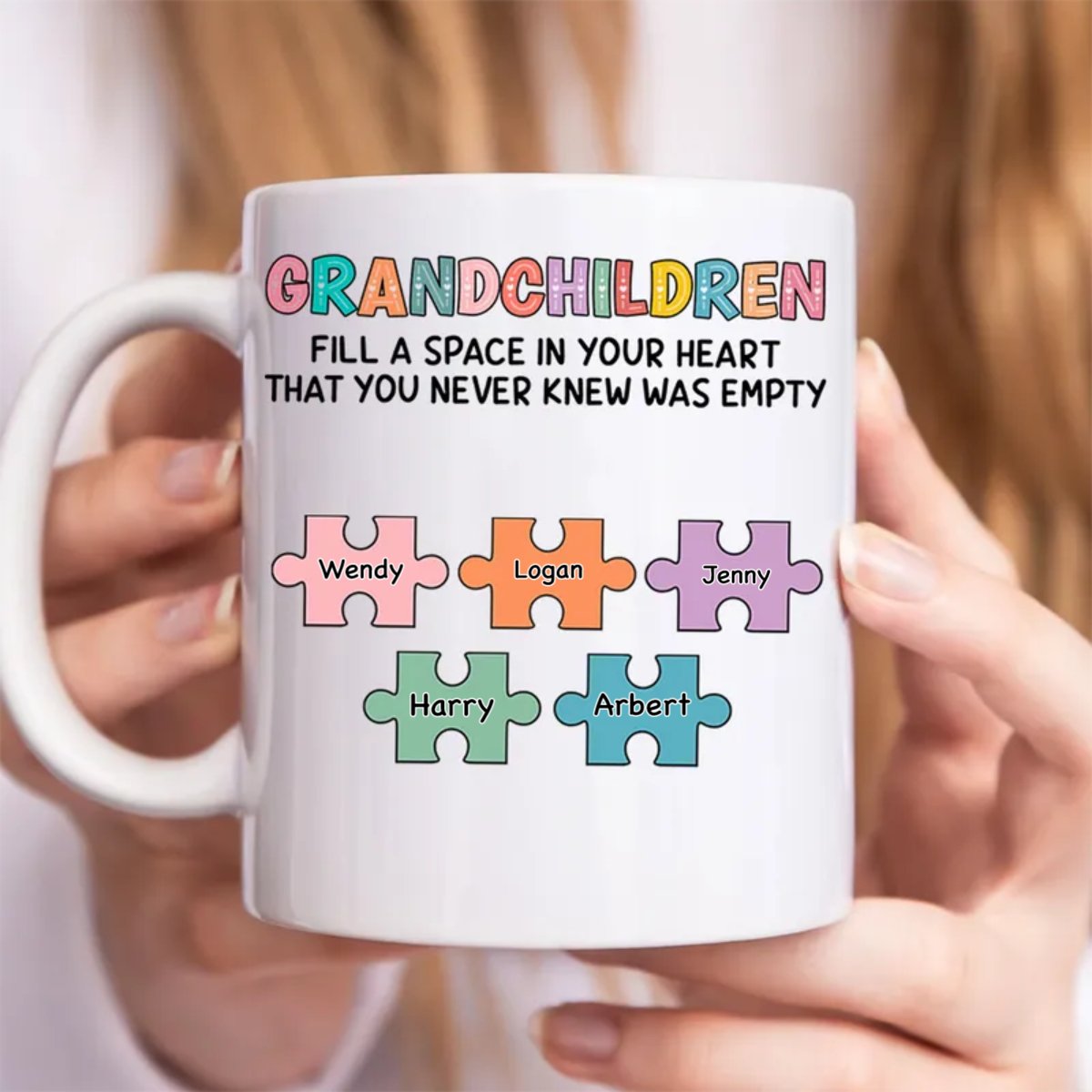 Family - Grandchildren Fill A Space In Your Heart - Personalized Mug - Makezbright Gifts